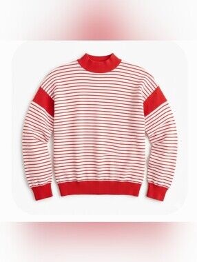 Vintage Nicole Curie Striped Mock Neck Sweatshirt Red White Pullover Top M